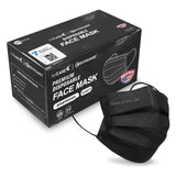 Made in USA, 4-PLY Black Face Mask by ECOGUARD, ASTM Level 3, 50 Pcs